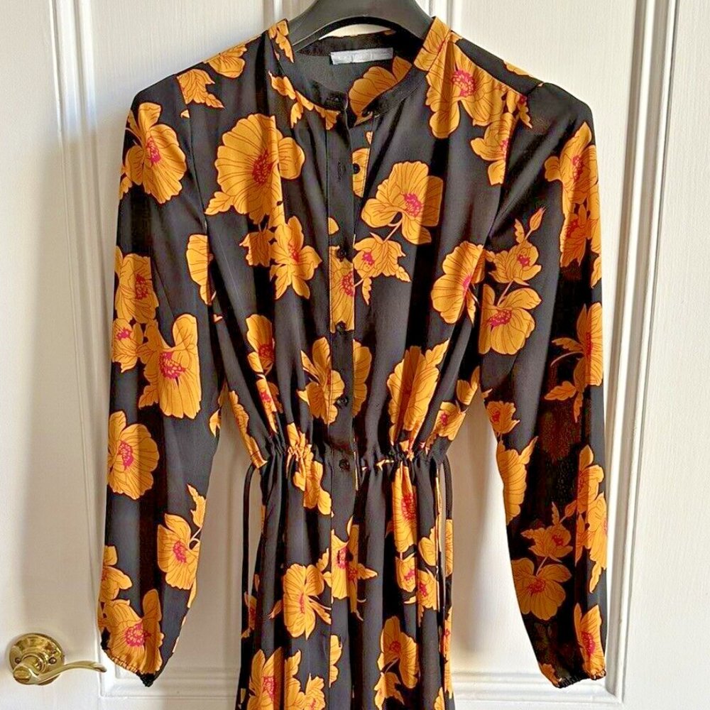 Octavia Women's Floral Tunic Jacket Coverall Tunic Size Medium Drawstring Waist